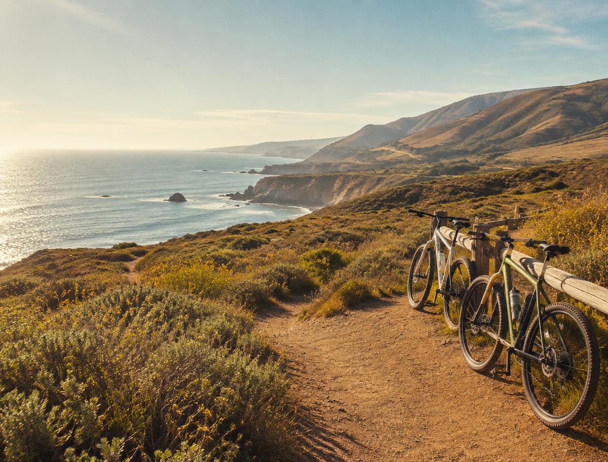 Coastal trail with two bicycles